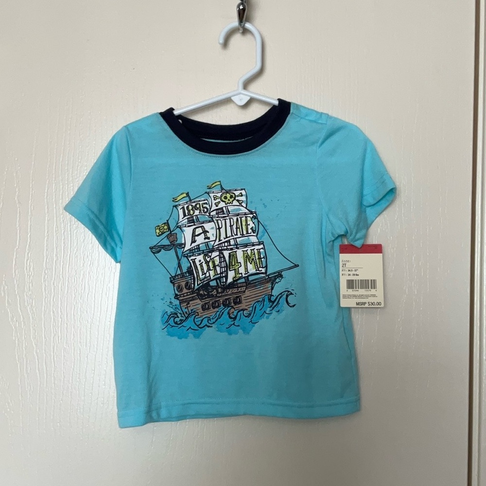 🌺$3.00 final price-OshKosh B'gosh Blue Short Sleeve Tee with Pirate Graphic